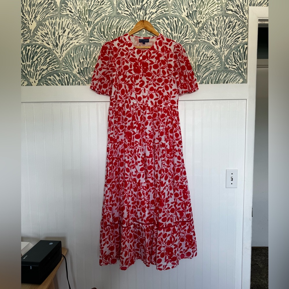Ro's Garden Daphne Midi Dress Okari Red Floral Midi Dress in Women's Small - Picture 2 of 6
